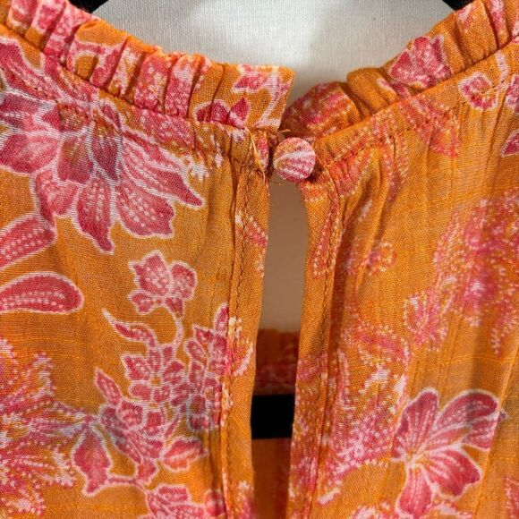 Nanette Nanette Lepore Brand Floral Print Pin Tuck Ruffle Sleeve Blouse‎ Medium - Picture 8 of 13